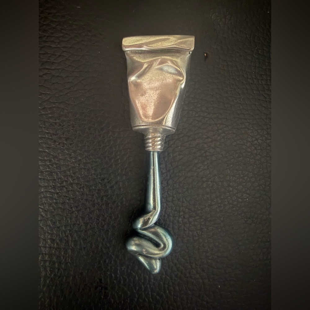 Silver and Blue Tube Brooch